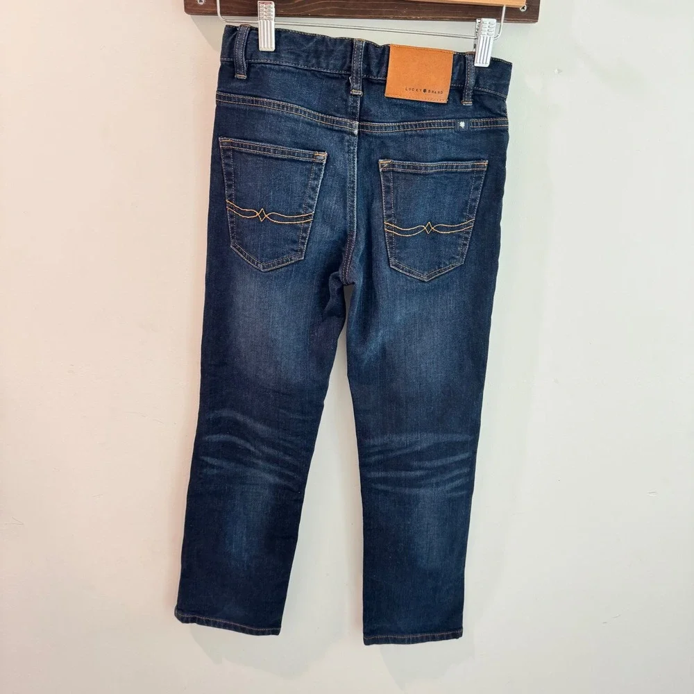 Lucky Brand Kids Classic Straight Dark Wash Denim Jeans Size 10 Adjustable Waist